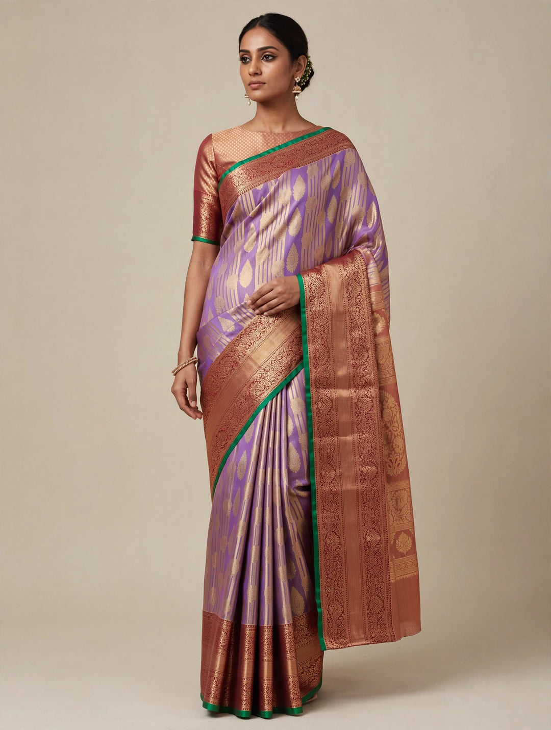 Tathastu Lavender Purple &amp; Copper Saree