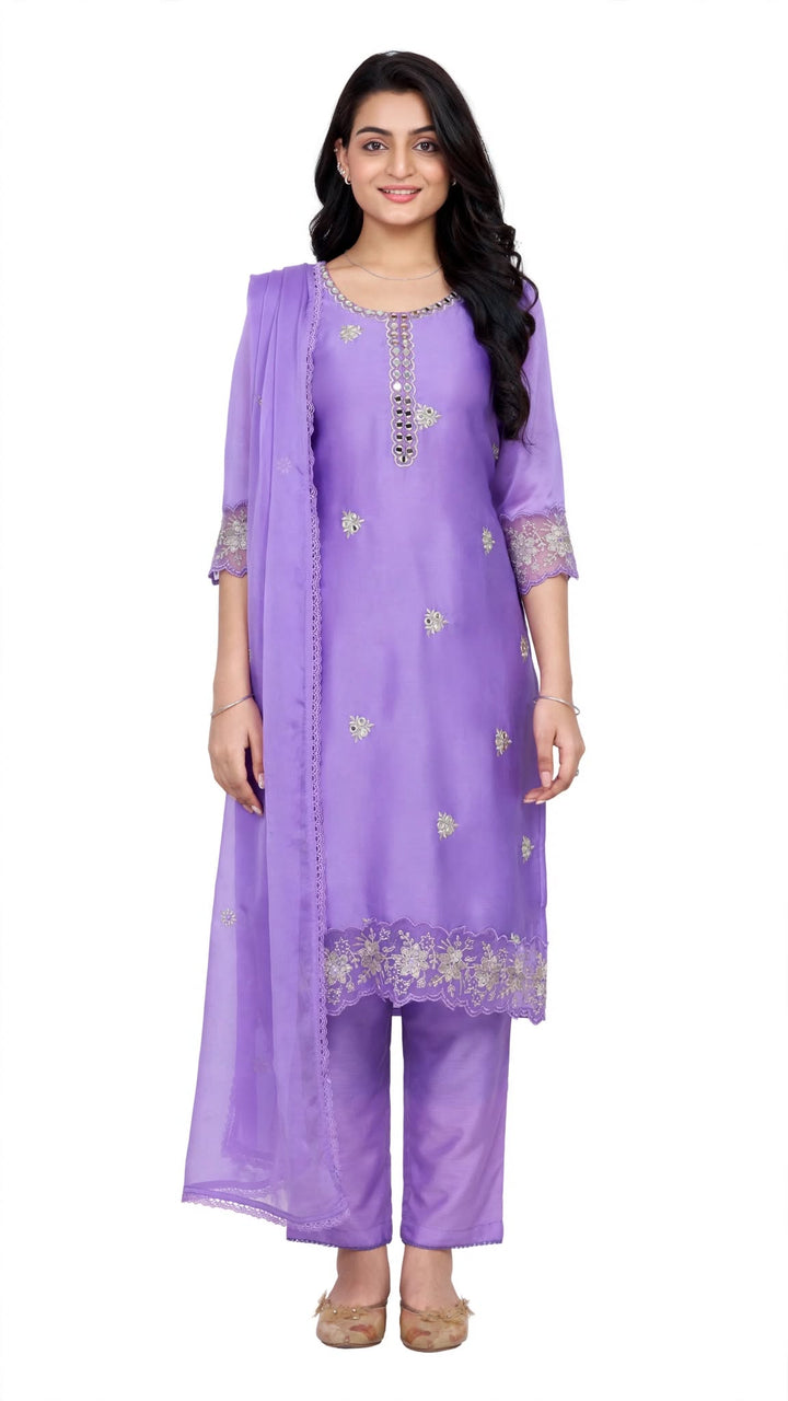 Olive Green Embroidered Kurta Set