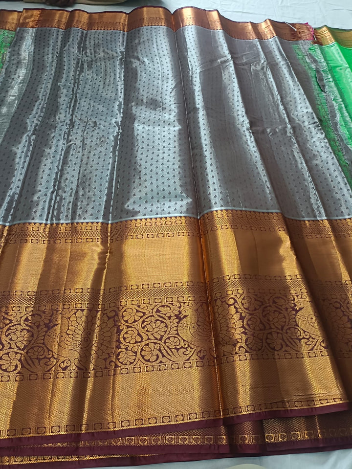Tathastu Mint Green &amp; Copper Zari Printed Saree