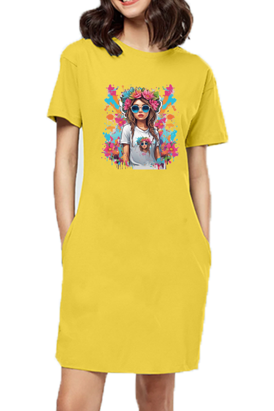 Women's T-Shirt Dress-Beauty Edition