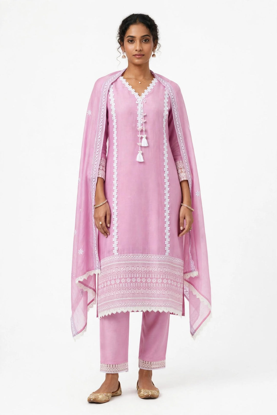 Pastel Pink Embroidered Kurta Set