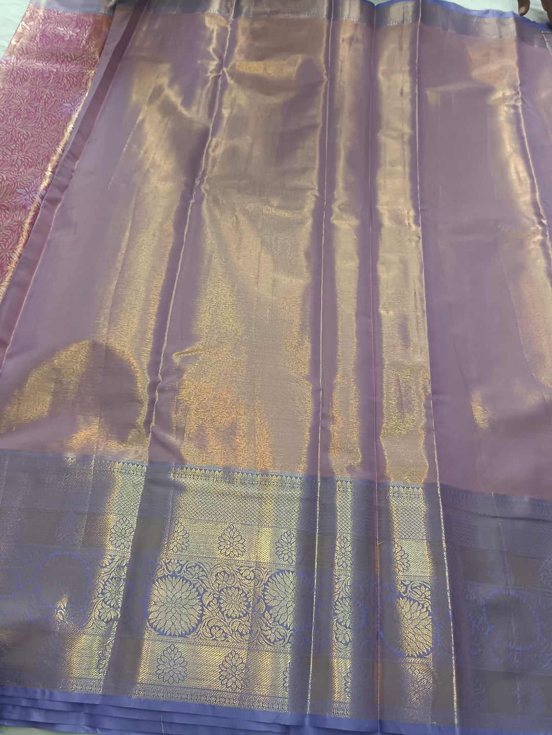 Tathastu Rose Pink &amp; Lavender Floral Zari Saree