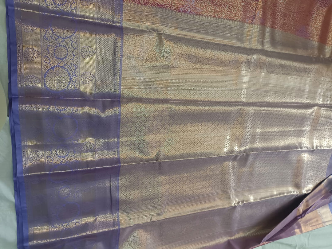 Tathastu Rose Pink &amp; Lavender Floral Zari Saree