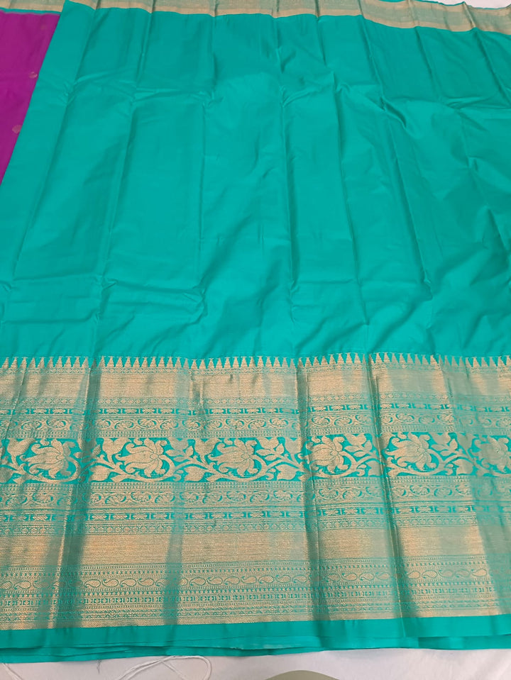 Tathastu Magenta Purple &amp; Teal Zari Saree