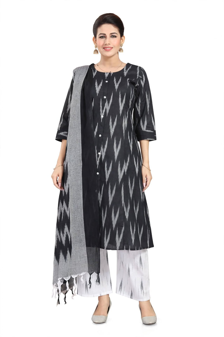 Maroon Ikat Print Kurta Set