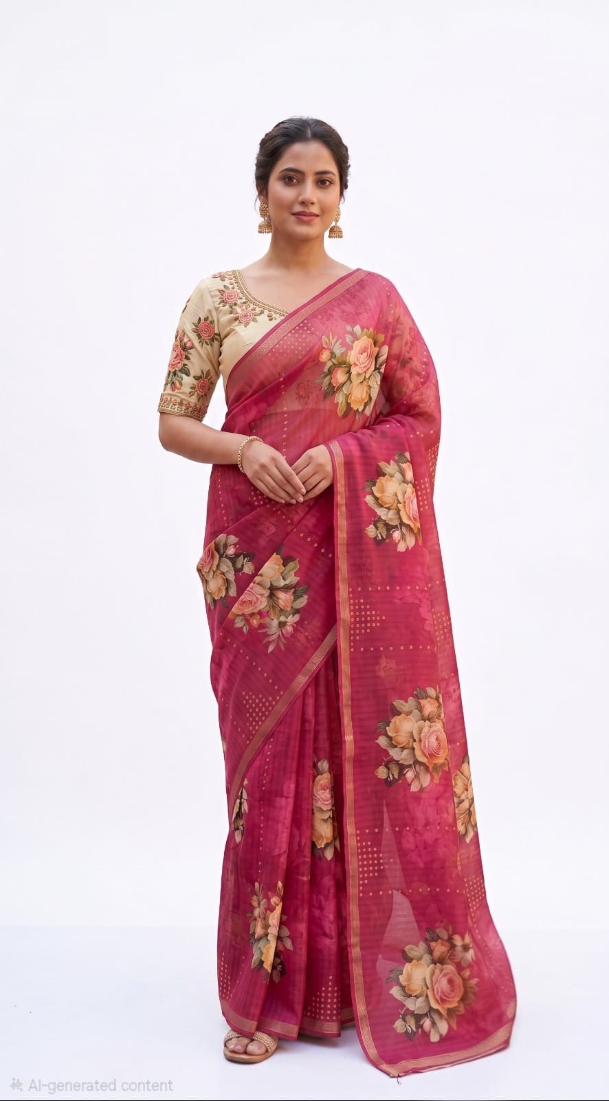 Blush Pink Floral Printed Saree