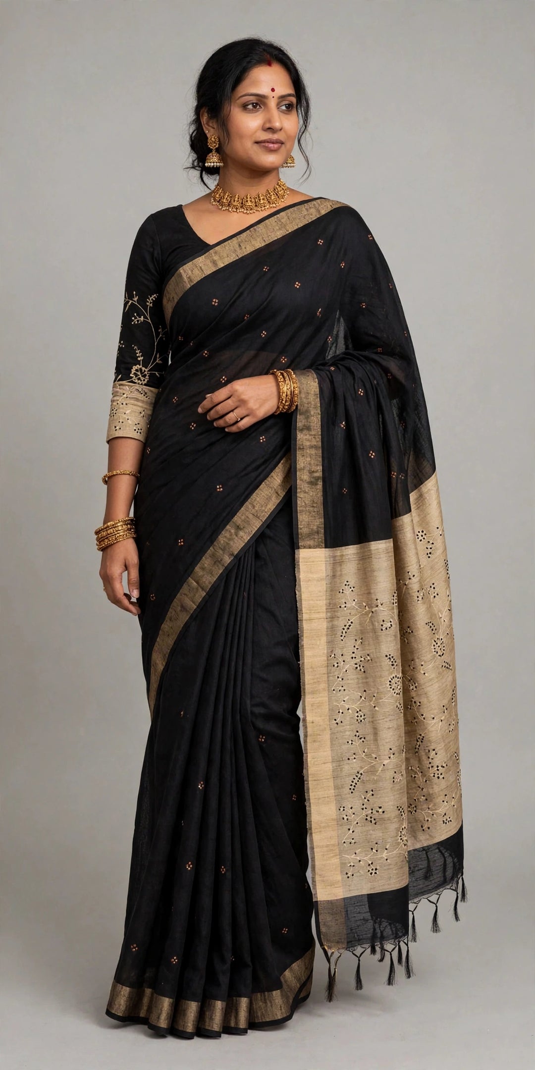Black &amp; Gold Elegant Saree