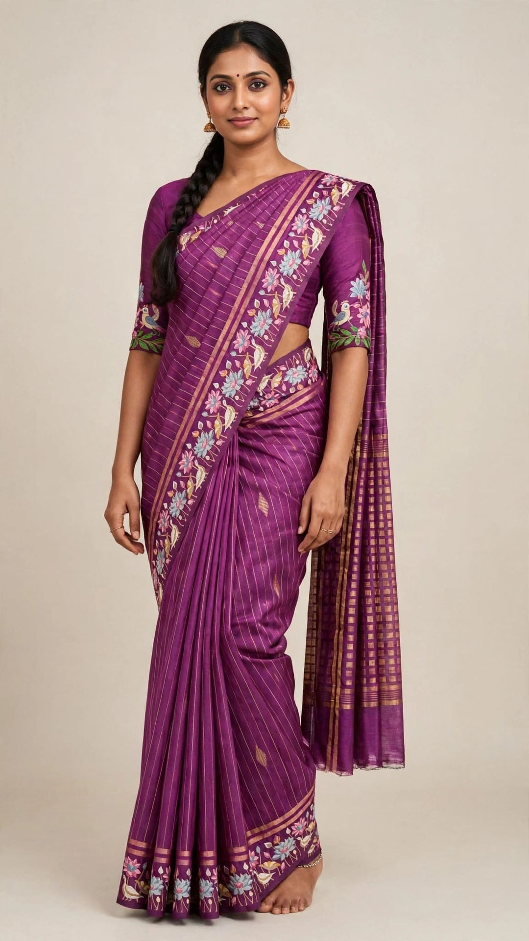 Elegant Purple Floral Saree