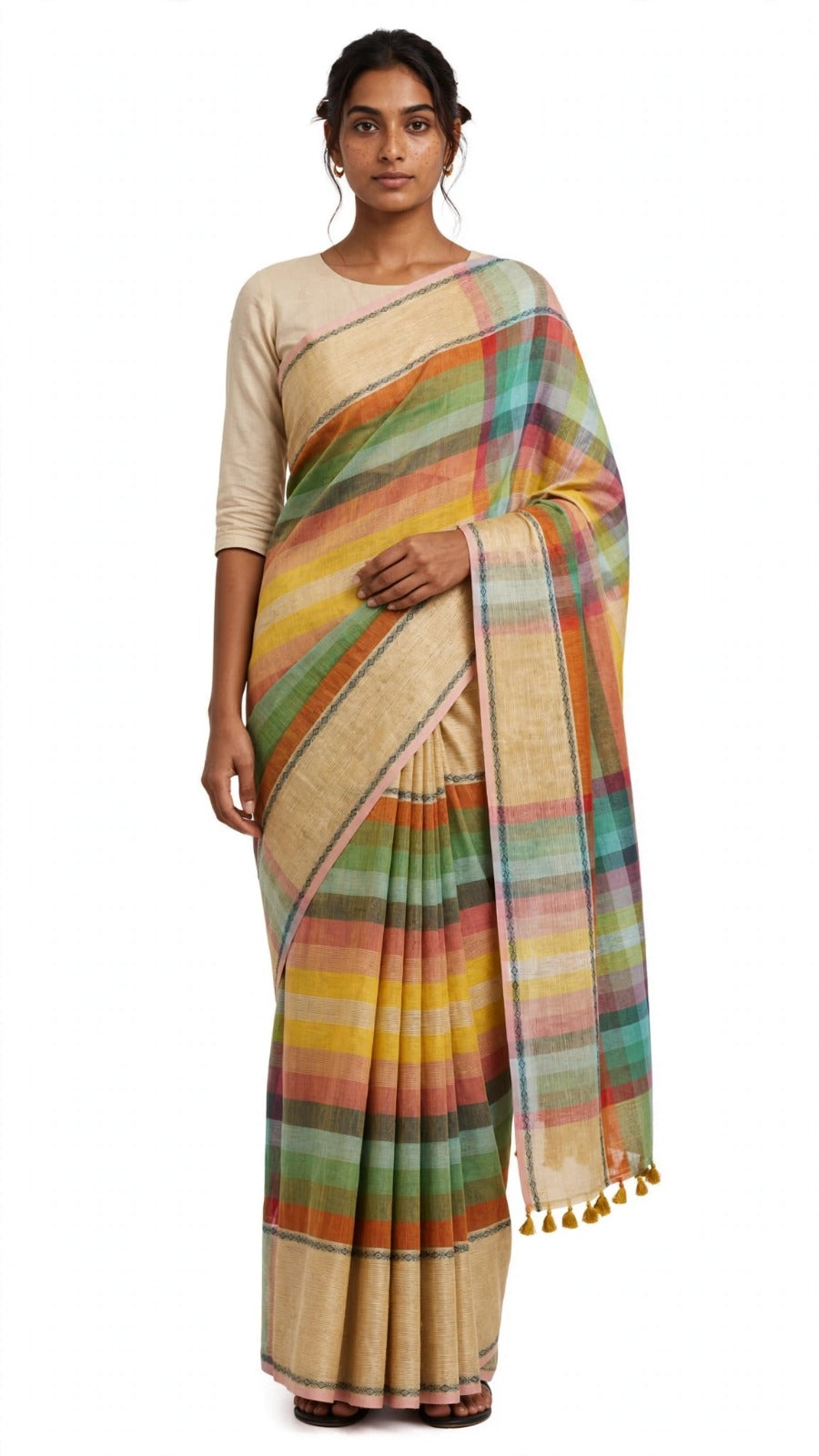 Multicolour Striped Handloom Saree