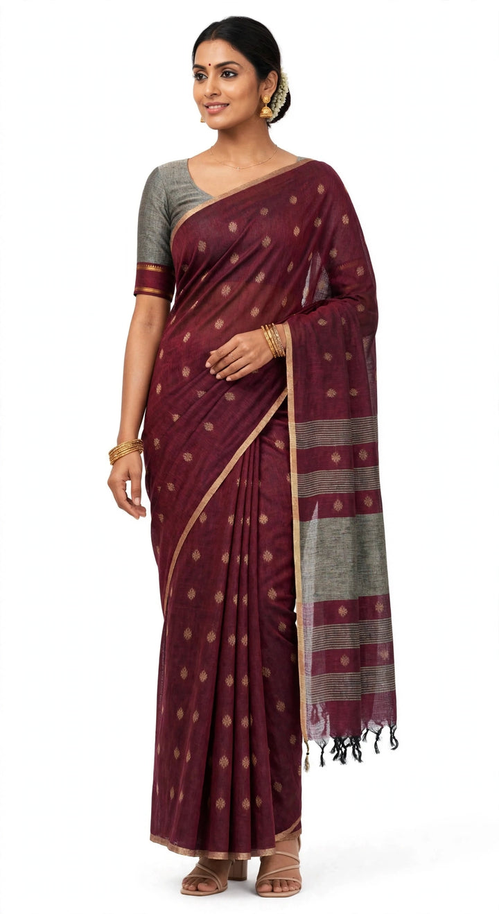 Elegant Maroon Saree.