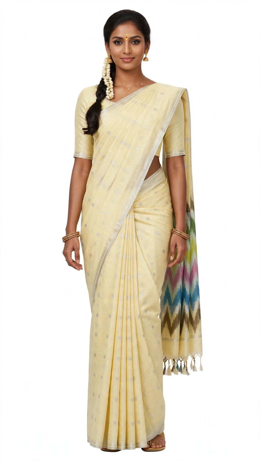 Elegant Ivory Yellow Saree
