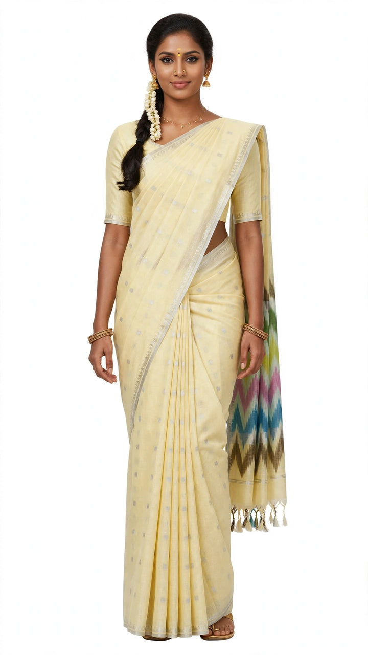 Elegant Ivory Yellow Saree