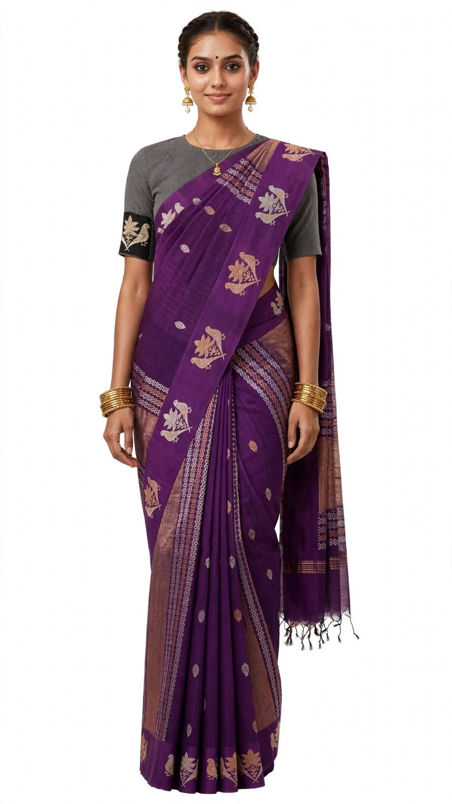 Royal Purple Woven Motif Saree