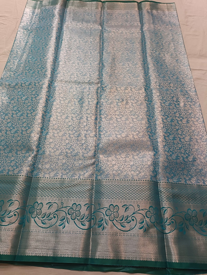 Tathastu Sky Blue Floral Jacquard Saree