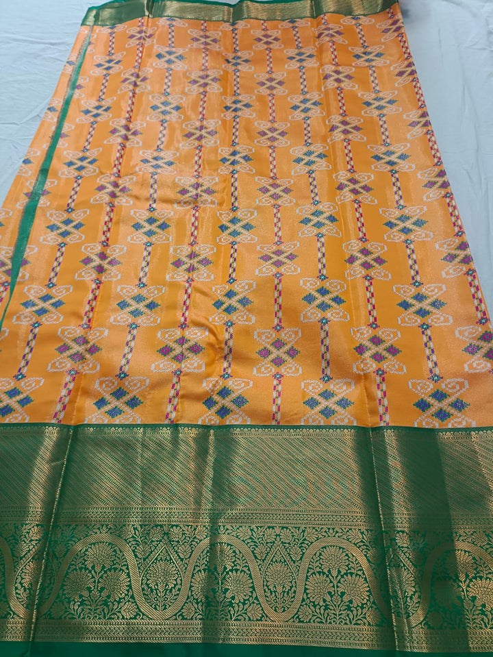 Tathastu Mustard Yellow &amp; Green Traditional Woven Saree