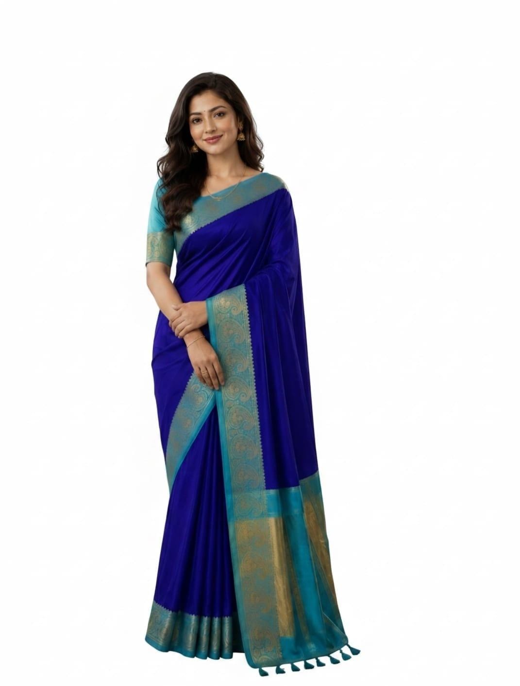 Royal Blue with Turquoise Blue Saree