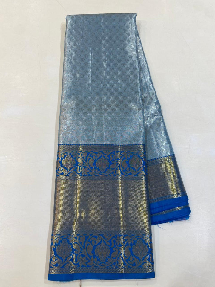 Royal Blue &amp; Silver Banarasi Saree