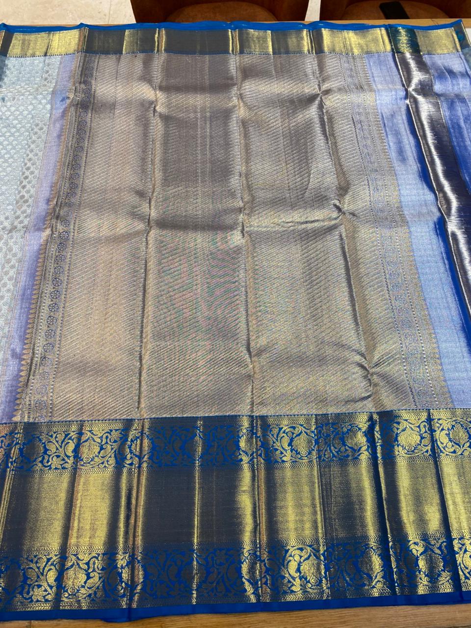 Royal Blue &amp; Silver Banarasi Saree