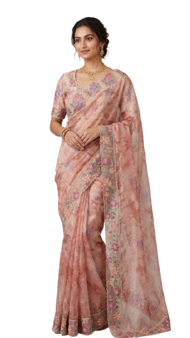 Tathastu Blush Pink Floral Saree