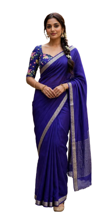 Tathastu Royal Blue Floral Saree