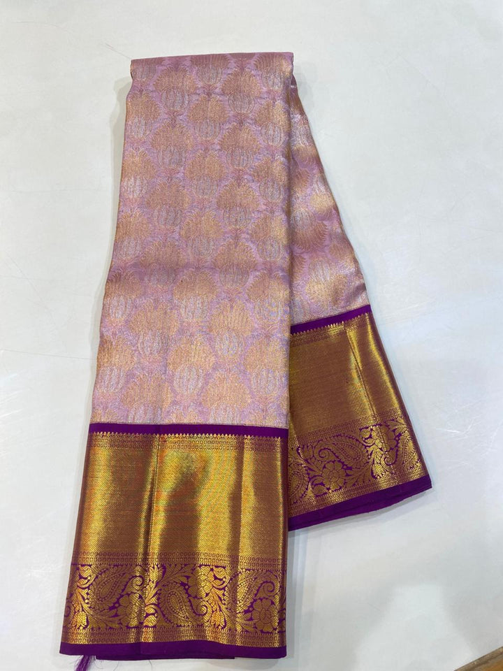 Lavender &amp; Purple Kanjivaram Silk Saree