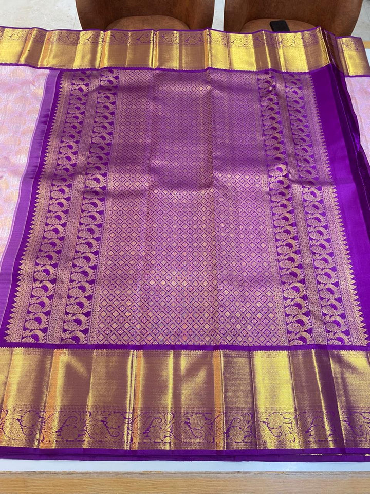 Lavender &amp; Purple Kanjivaram Silk Saree