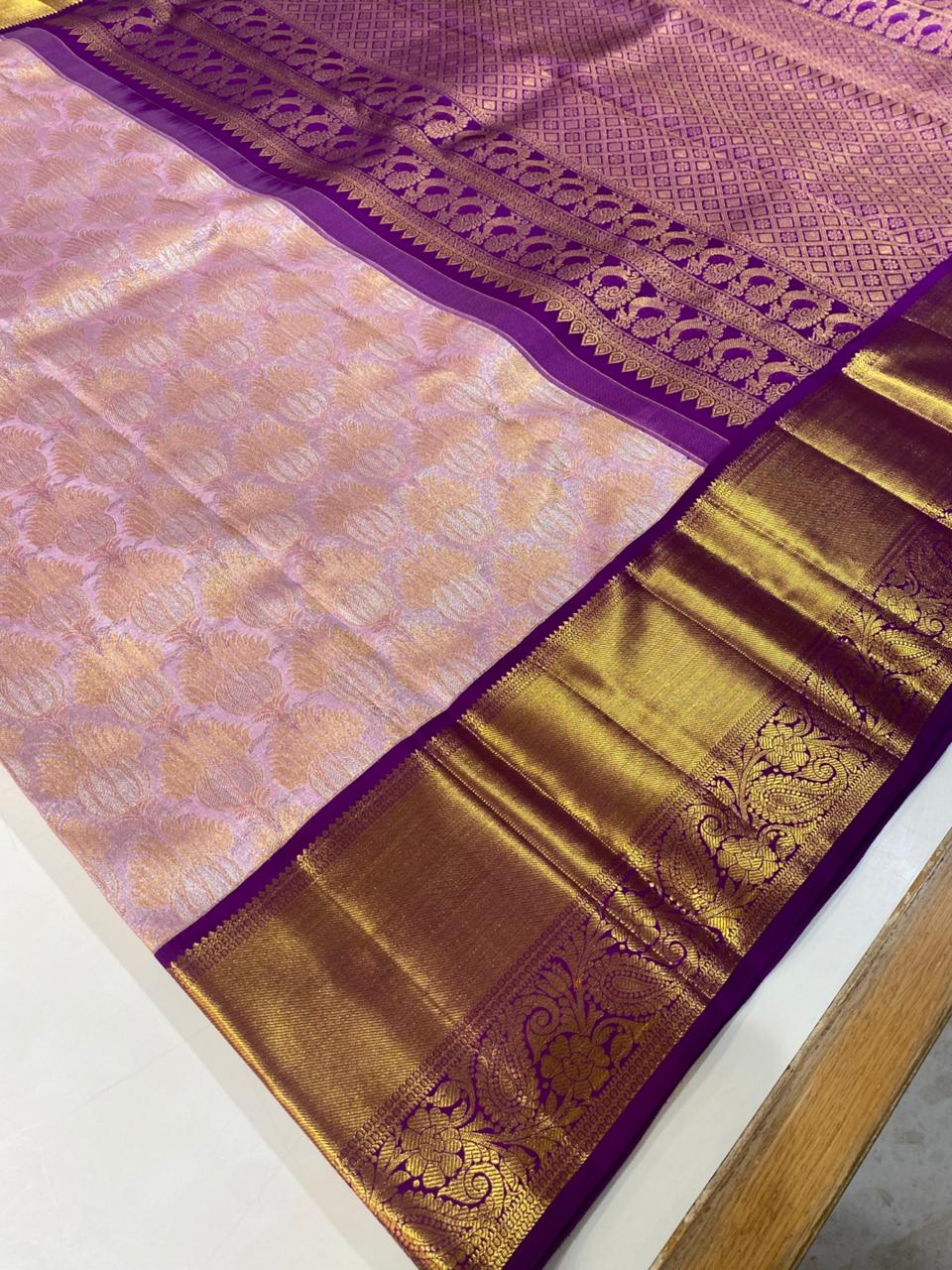 Lavender &amp; Purple Kanjivaram Silk Saree