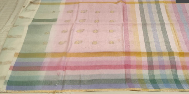 Pastel Pink Multicolor Handloom Saree