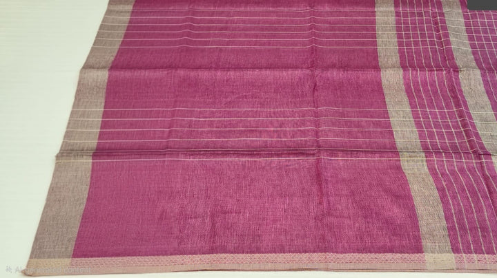 Elegant Magenta Striped Saree
