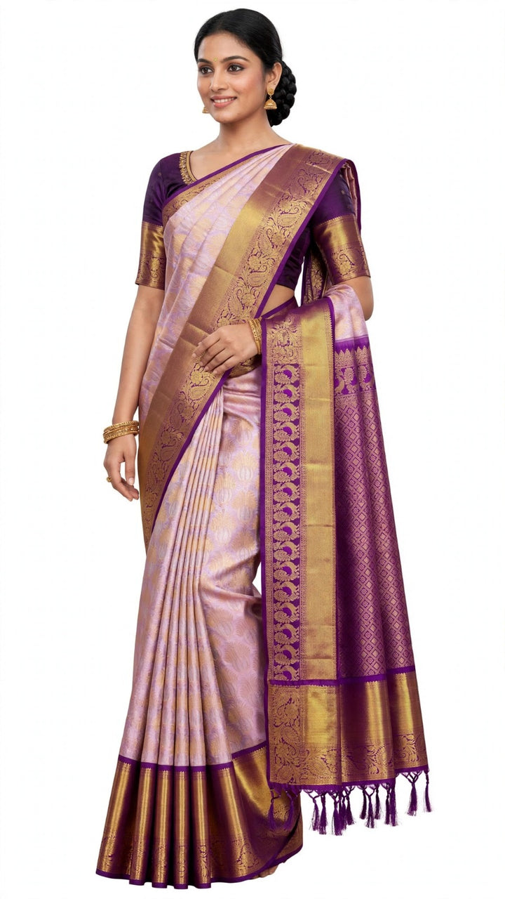 Lavender &amp; Purple Kanjivaram Silk Saree