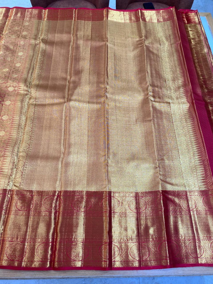 Rich Orange &amp; Maroon Banarasi Silk Saree