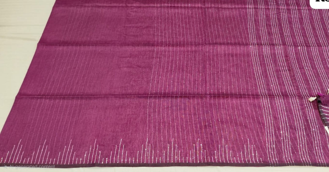 Elegant Wine Purple Striped Saree