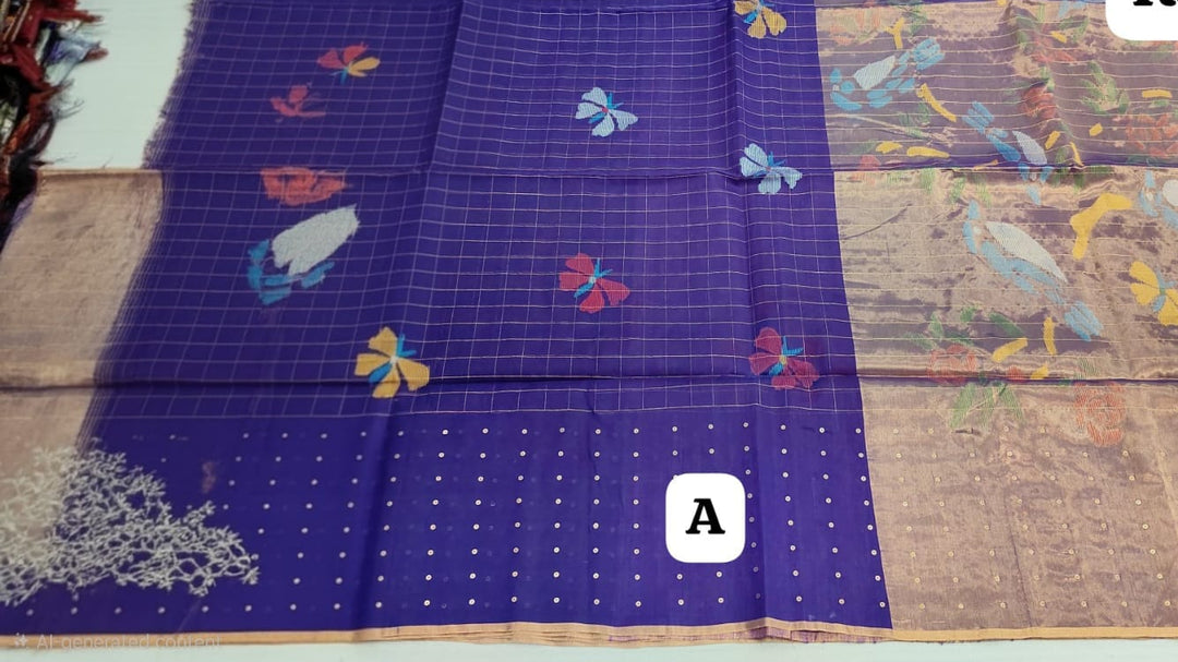 Royal Blue Saree with Antique Gold