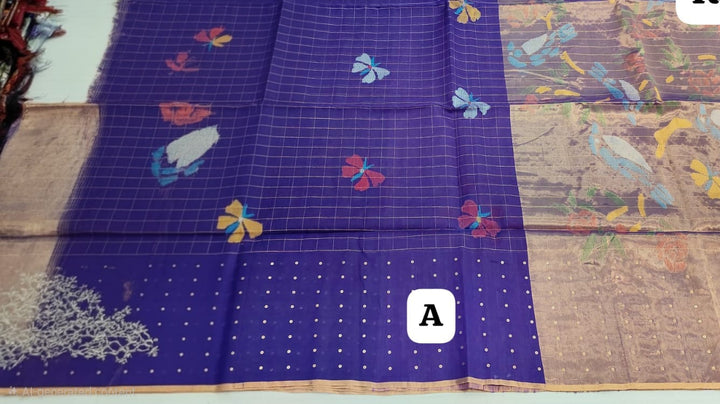 Royal Blue Saree with Antique Gold