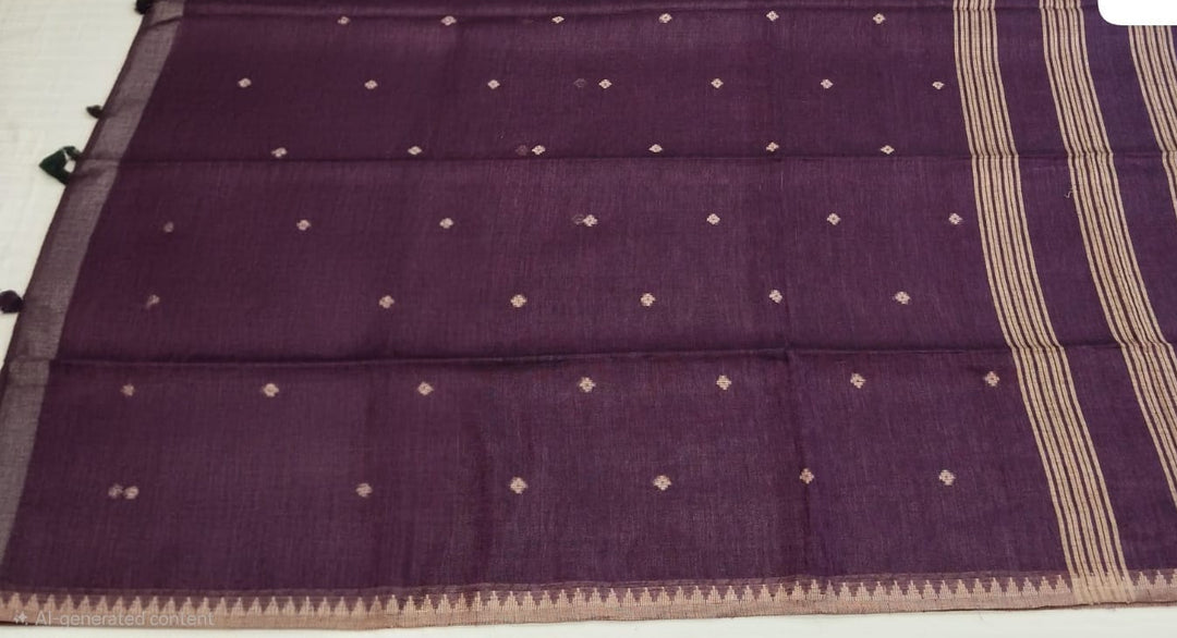 Wine Purple Floral Motif Saree