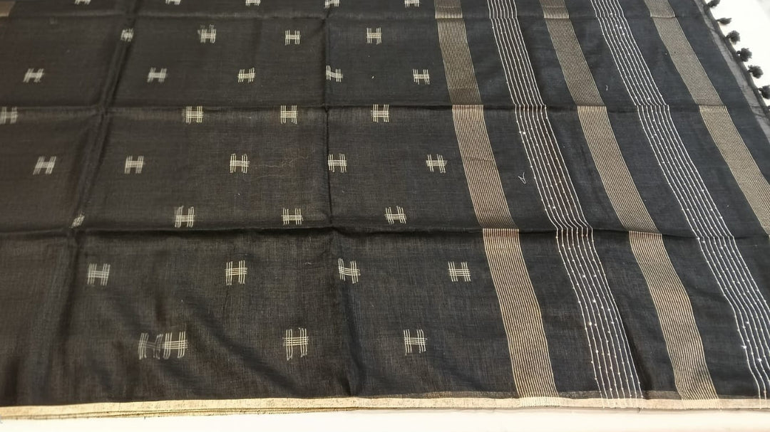 Black Silver Motif Saree