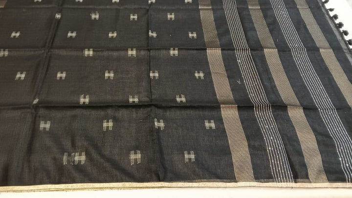 Black Silver Motif Saree