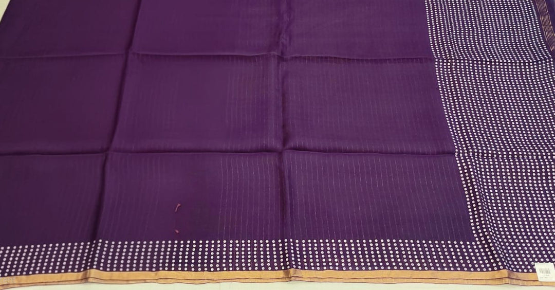 Purple Dotted Border Saree