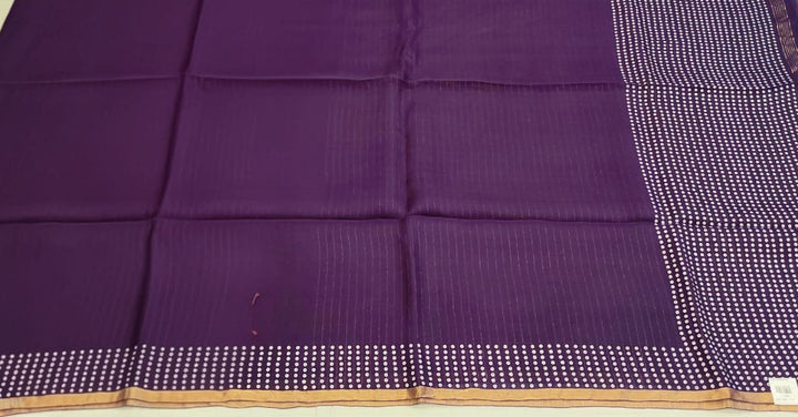 Purple Dotted Border Saree