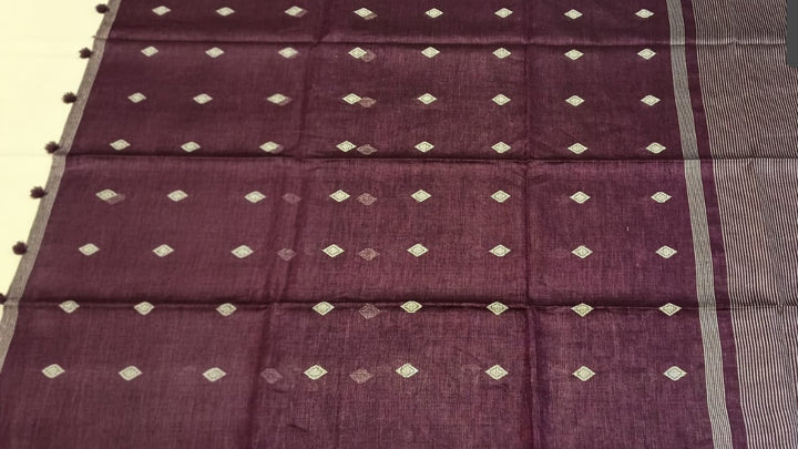 Wine Purple Silver Saree