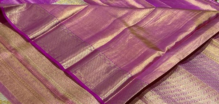 Mustard Yellow &amp; Magenta Banarasi Silk Saree