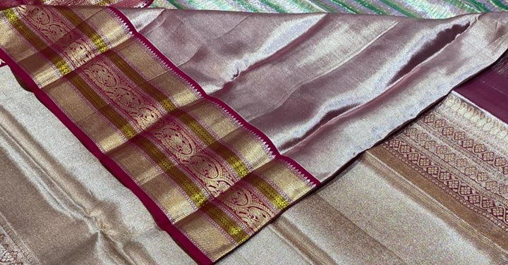Pastel Green &amp; Pink Silk Saree