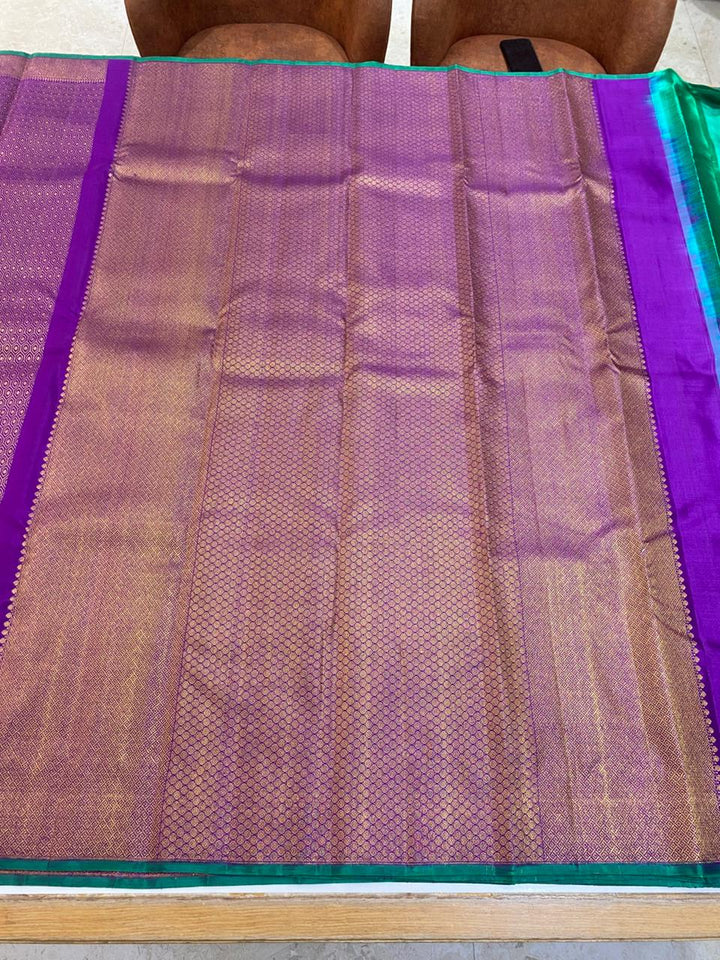 Royal Purple &amp; Teal Green Silk Saree