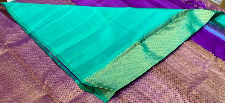Royal Purple &amp; Teal Green Silk Saree